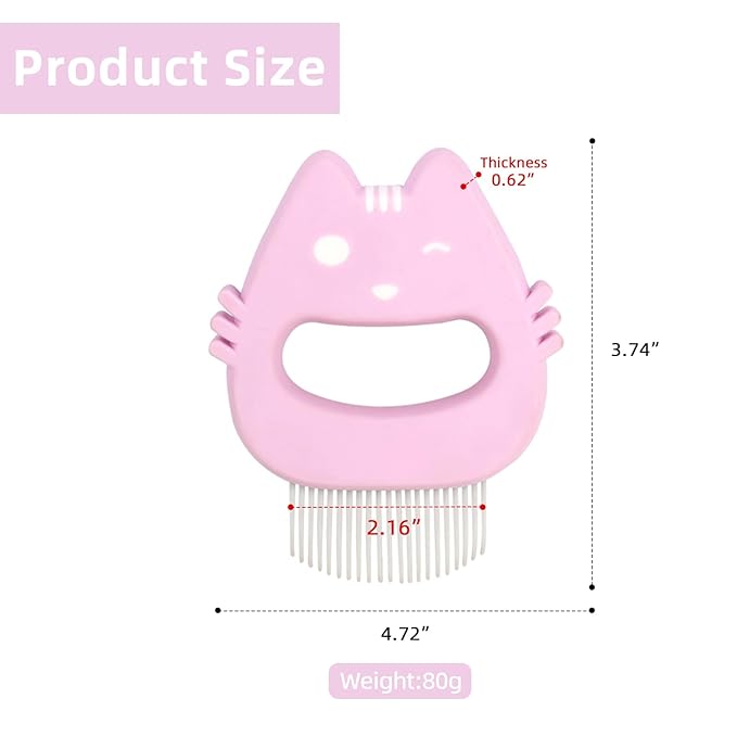 Pink Cat Comb Cute Cat-shape Pet Hair Removal Massaging Shell Comb Soft Deshedding Brush Grooming and Shedding Matted Fur Remover Dematting tool for Long and Short Hair Cat Dog Puppy Bunny