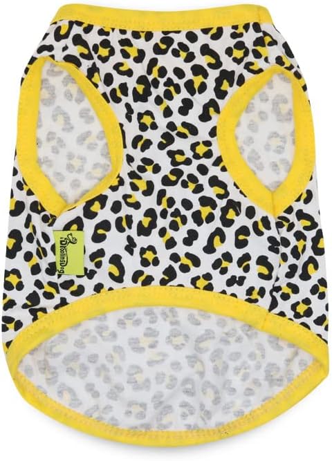 Pet Clothes, Leopard Print T-Shirt Puppy Cat Cotton Vest Clothing Apparel Spring Summer Breathable Sleeveless Harness Costumes for Small Dogs(Yellow,L)