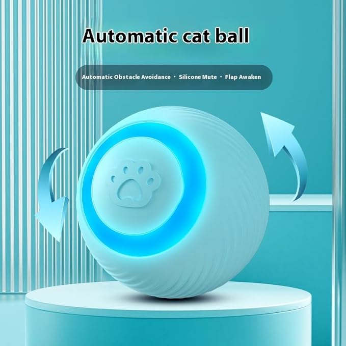 Interactive Cat Toy Ball, 3 Play Modes, Automatic Rolling with RGB Lights, E-TPU, Smart Moving Bouncing for Cats (Pink)