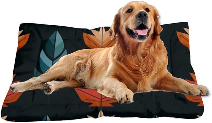 Retro Autumn Pattern Dog Sleeping Mat Non Slip Dog Mat Dogs Bed for Travel Warm Bed for Dogs Non- Slip Bottom Car Essentials Multi- Scenario Cat Gift Printed Crate Mats 24× 18 Inch