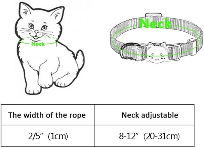 WFRLQ Cat Collar,Personalized Embroidered Nylon Cat ID Collars with Bell - Custom Text with Pet Name and Phone Number … (Cat Collar)