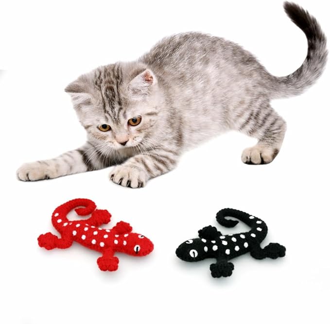 Glaciart One Felt Lizard Cat Toy β 2 Pcs | Soft Fuzzy Enrichment 100% Natural Wool - Interactive Catnip Play Cat Toy Set - Safe for Pets, Non-AZO Colored Dyes