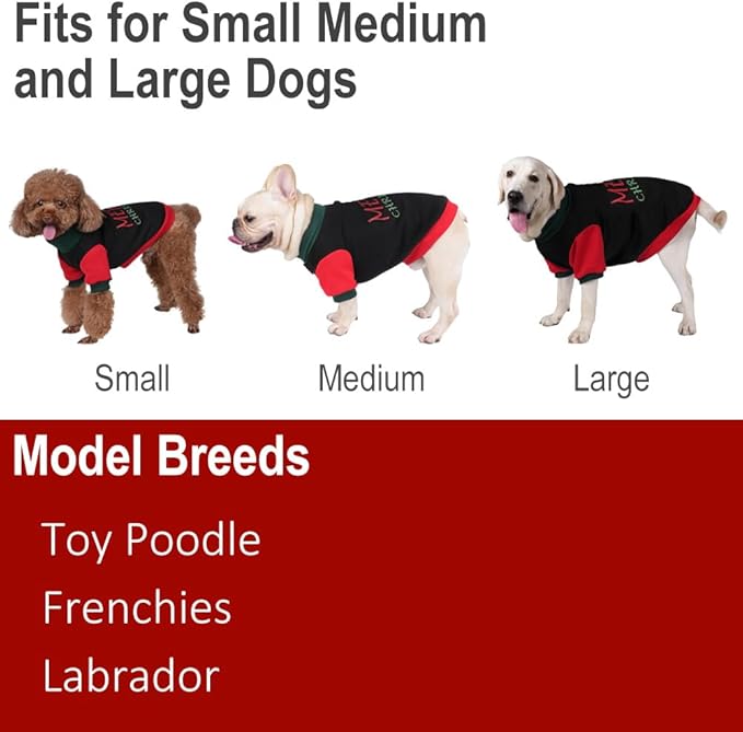 Ugly Christmas Dog Sweater – Soft & Warm Turtleneck Dog Outfit with Leash Hole, Cold-Weather Coat for Dogs & Cats, Perfect for Christmas (Black+Red+Green, XX-Large)