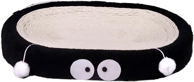 Cat Scratch Pad Bowl Nest Corrugated Cat Lounge Comfortable Claw with Interaction Ball Toy Furniture Protector, Black Oval