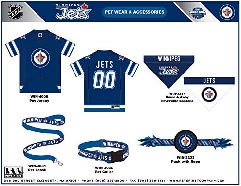 NHL Winnipeg Jets Jersey for Dogs & Cats, Small. - Let Your Pet Be A Real NHL Fan!