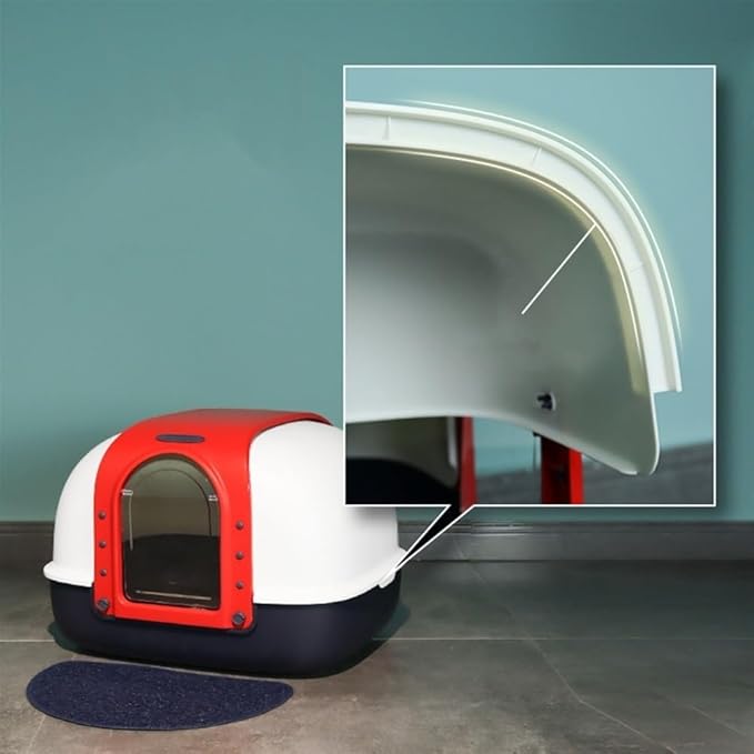 Pet Supplies, Large Covered Cat Litter Box, Anti-Splash Enclosed & Easy Clean, w/Scoop & Mat(Red)