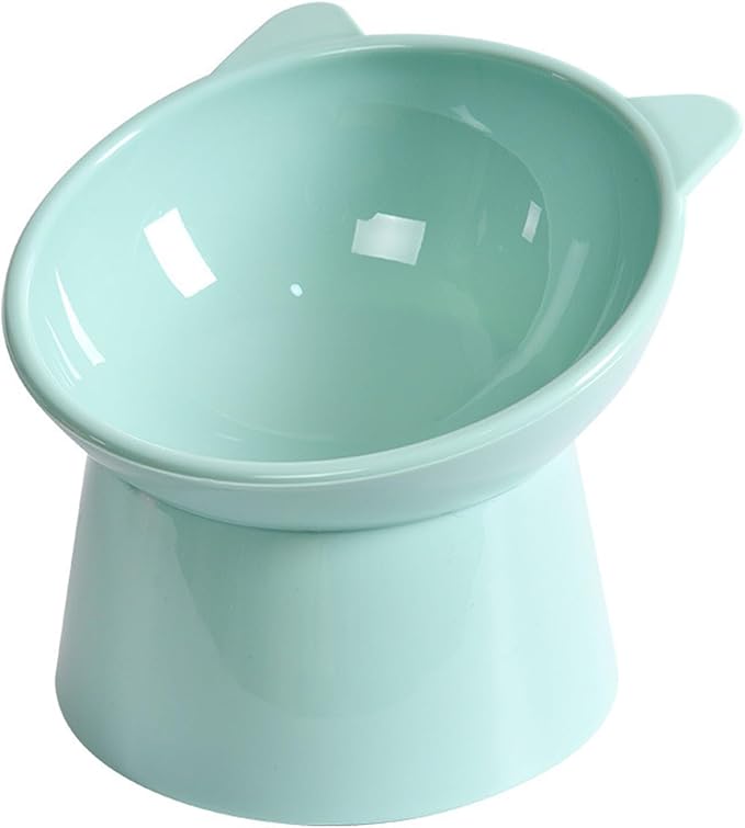 Raised Cat Food Bowl, 15° Tilted Whisker Friendly Dog Water Bowl Anti Vomiting Pet Dishes Puppy Ergonomic Feeding Set Supplies for Cats and Puppies (Green)