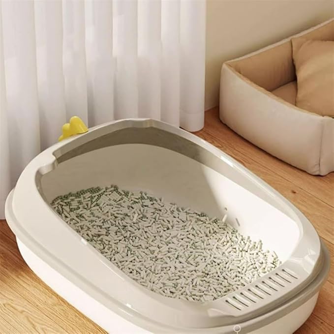 Pet Supplies, Durable Open Cat Litter Box with Scoop,Anti Splash Pet Tray(Blue)