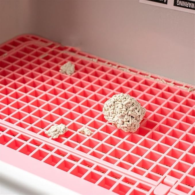Pet Supplies, Semi-Closed Cat Litter Box with Tipping Design Large, Easy to Clean(Pink)