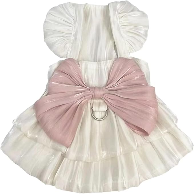 Dog Dress Cat Dresses for Small Girl Chihuahua Yorkie Clothes Pet Princess Skirts with Bow Knot Doggie Summer Costume Outfits for Birthday Party Wedding