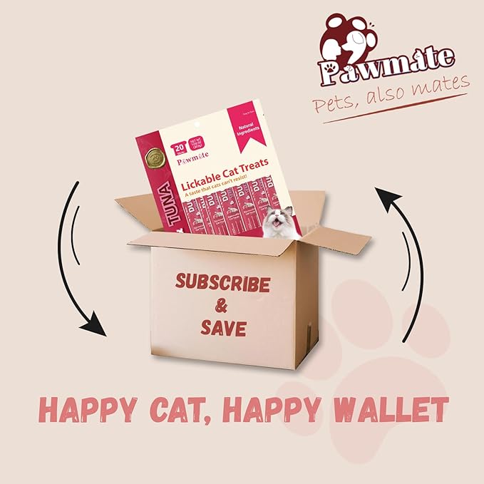 Pawmate Lickable Tuna & Duck Cat Treats, High Moisture Wet Cat Squeeze Snacks for Urinary Health & Hydration, Creamy Cat Puree for Kittens & Adult Cats, Grain-Free & Easy to Digest, 20 Tubes, 15g Each