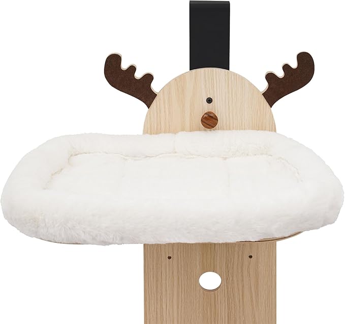 Door Hanging Cat Tree, 4 Tier Vertical Cats Climbing Frame, Door Mounted Cat Tree Tower with Plush Ball, Wooden Cats Climbing Rack for Stair, Foyer, Living Room, Bedroom, Pet Shop