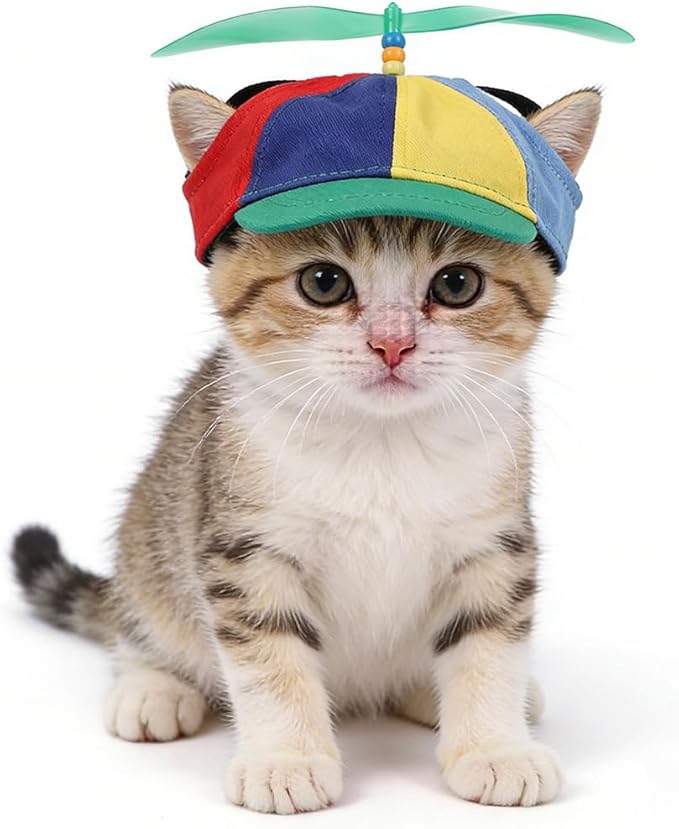 Pet Propeller Hat Cat Dog Colorful Pet Sun Protection Adjustable Baseball Cap Rainbow Pet Spinner Hat Funny Puppy Kitty Baseball Cap