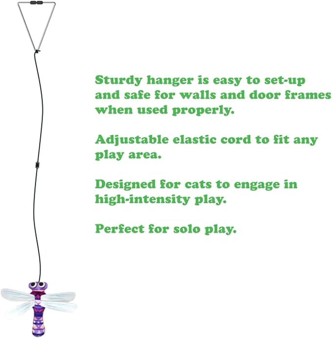 Meowijuana Dragonfly Jump 'n' Jamb Door Hanging Cat Toy and Purrple Passion Catnip Blend | Refillable Interactive Catnip Toy | Catnip Grown in North America
