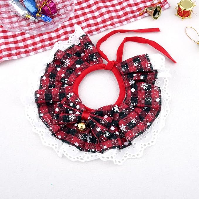 Christmas Dog Bow Ties for Small Medium Large Dogs Cat Bib for Eating Holiday Pet Bandanas for Dogs Scarf and Bow Cat Neck Accessories Xmas Party Pet Bib Costume Outfit Plaid Rabbit Bandana Apparel