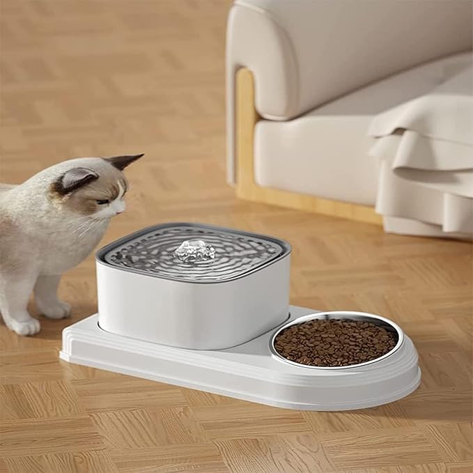 Cat Drinking Fountain & Food Bowl 3L/Automatic Pet Fountain Dog Water Fountain Ultra Quiet Pump LED Light for Dog, Cat Feeding & Watering Supplies