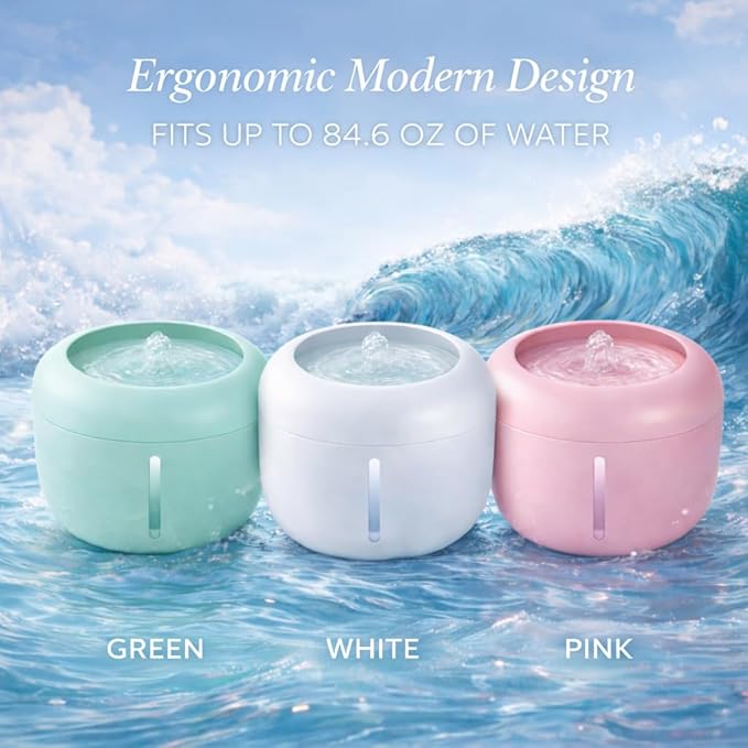 Pet Life ® 'Moda-Pure' Ultra-Quiet Filtered Automatic Dog and Cat Fountain Waterer or Feeder with Automatic Shutoff Feature - Includes Filter