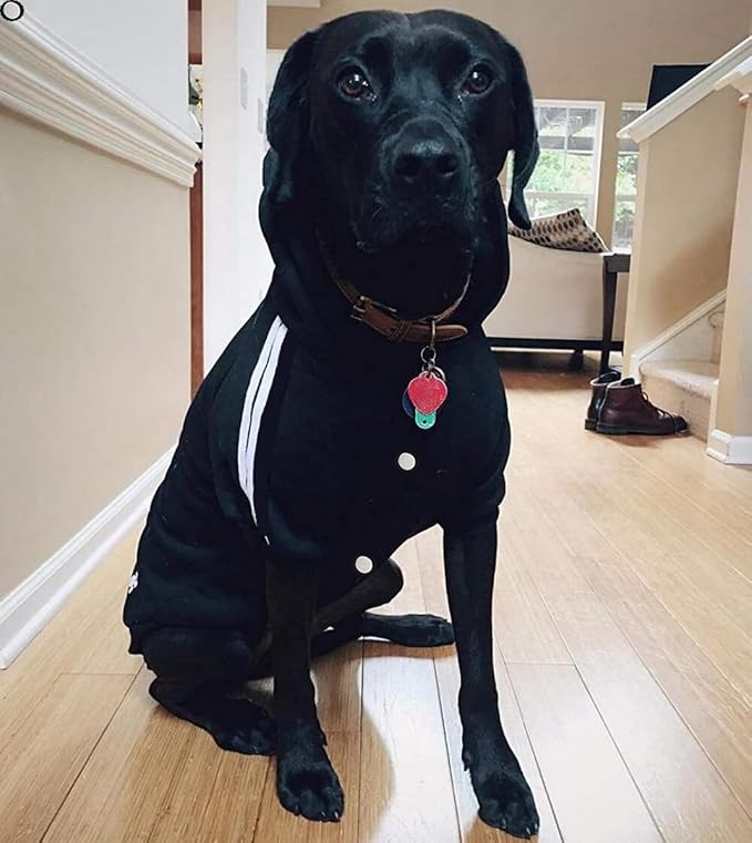 Pet Outfit - Cute Dog Hoodie Tracksuit Sweater Winter Clothes Pajamas Jumpsuit 4-Legs Black for Small Medium Large Giant Dogs Girl or Boy (7X-Large)