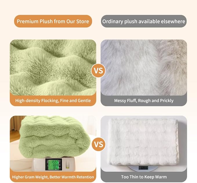 SOMAHE Pet Blanket, Reversible Sherpa & Bubble Fleece Pet Throw, Ultra-Soft Plush for Cats & Small Dogs, Machine Washable, Anti-Static, Warm & Cozy,28"Ă22" Inch Green