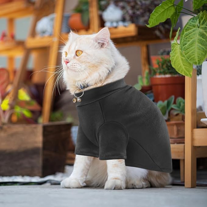 Idepet Sphynx Cats Sweater 2 Pack,Turtleneck Hairless Cat Shirt Soft and Warm Kitten Clothes with Sleeves Pullover Pet Winter Pajamas Jumpsuit for Cat Puppy (Black&Purple, XX-Large)