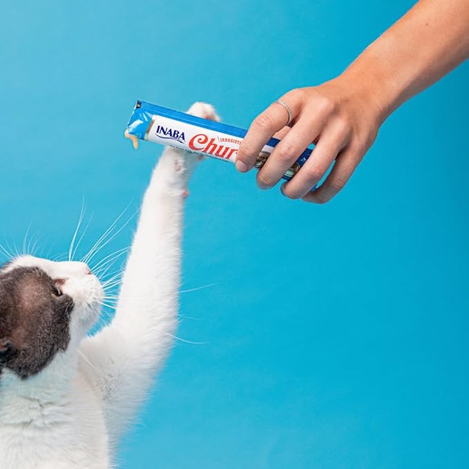 INABA Churu Cat Treats, Lickable, Squeezable Creamy Purée Cat Treat with Green Tea Extract & Taurine, 0.5 Ounces Each Tube, 50 Tubes, Chicken Variety