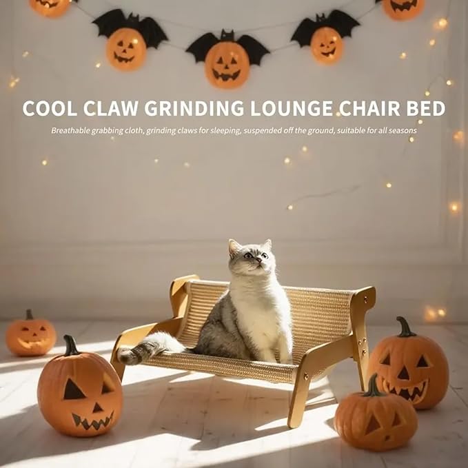 Sisal Cat Scratcher Bed for Indoor Cats,Upgrade New Sisal Cat Chair,2-in-1 Cat Scratching Board & Rest Chair, Includes Cat Brush, Linen Fabric, Pet Furniture Designed for Cats