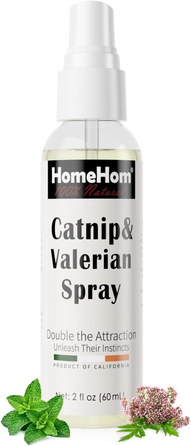 Catnip Spray for Cats with Valerian,Double Plant-Power Loved by 90% of Cats,Extra-Strength Attractant to Refresh Toys & Supercharge Playtime,100% Natural, No-Stain Mist-2oz
