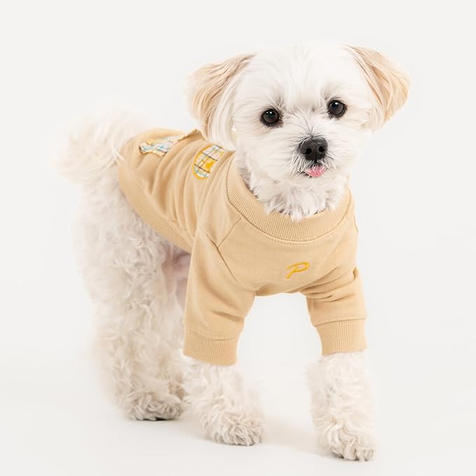 Puppia Zaid Dog Shirt Round NeckTrendy Fashionable Cute Dog Apparel for Small and Medium Dogs, Beige, X-Large