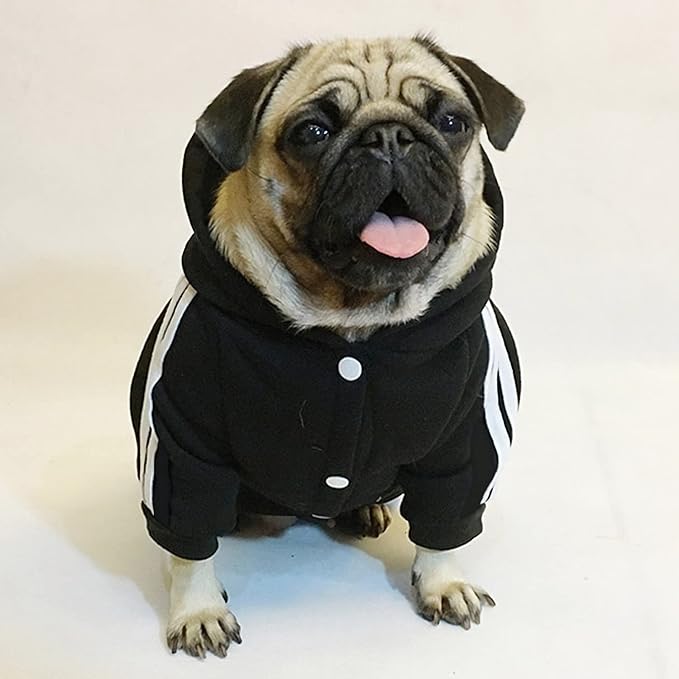 Cute Dog Hoodie Sweater Pajamas Tracksuit Coat Jacket Winter Clothes Clothing Jumpsuit 4-Legs Black for Cat Puppy Small Medium Big All Type Dogs (Small)