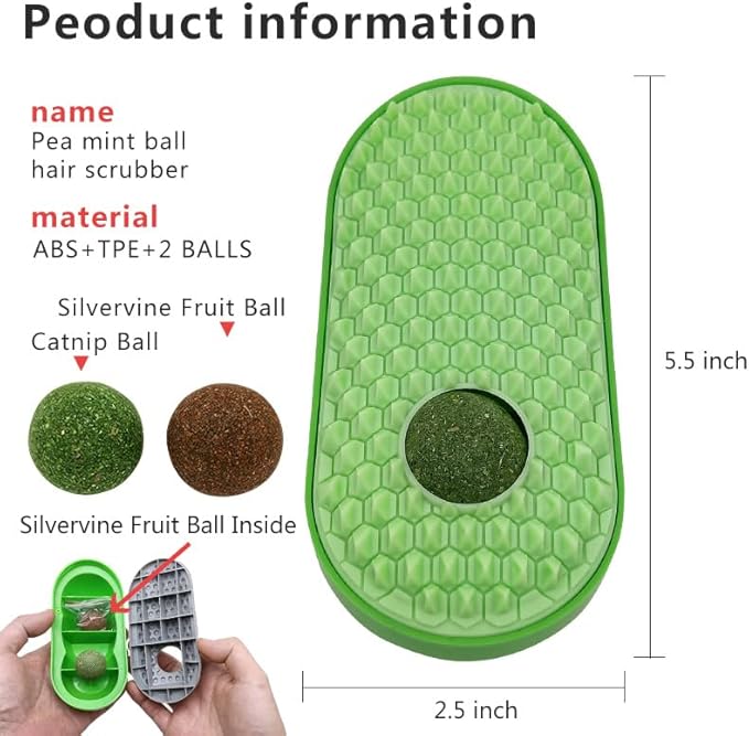 2 Pcs Catnip Toys Balls that Stick on Wall,Cat Toy Ball, Catnip Wall Balls for Cats Lick,Cat Face Scratchers, Cat self Groomer for Indoor Cats, Corner Brush