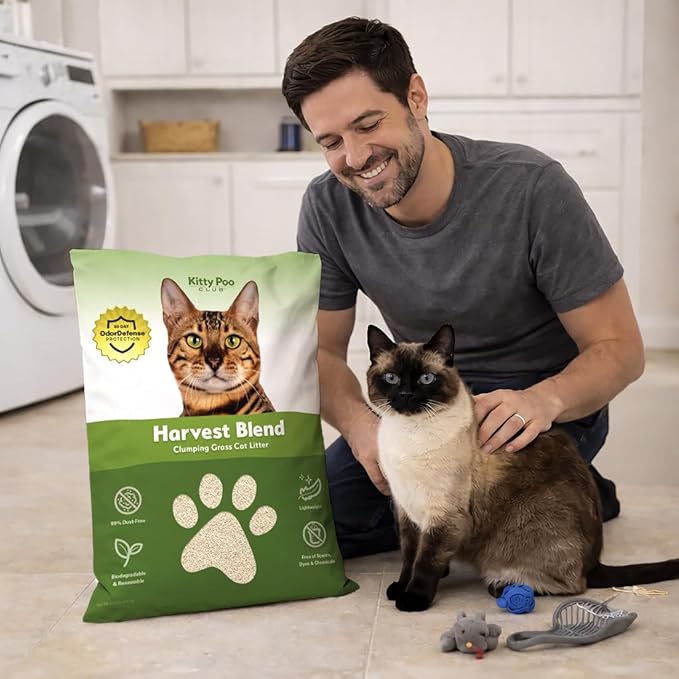 Kitty Poo Club Grass Cat Litter – Natural, Biodegradable Grass-Based Litter for Cats, Lightweight, Dust-Free, Superior Odor Control, Fast-Clumping Formula