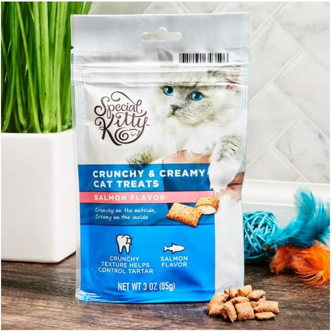 Special~Kitty Crunchy and Creamy Cat Treats Salmon Flavor, 3 oz Pack of 4