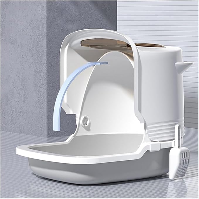 Pet Supplies, Enclosed Large Cat Litter Box with Hood, Anti-Splash & Easy-Clean Tray