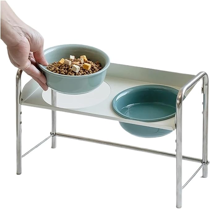Stainl Steel Cerc Bowl for Small Cats Sloped Mouth Protection Food Basin(Light Green+Dark Green)