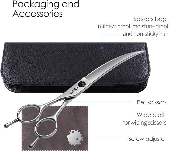 Professional Left Handed Curved Dog Grooming Scissors for Lefty Groomers 35Β° Arc Grooming Shears for Dogs Pet Cat Japanese 440C Sharp and Durable(7.0 in,Lefty)