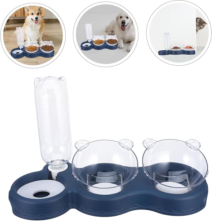 Abaodam Cat Food and Water Bowl Multi-Function Automatic Feeder and Dispenser for Cats and Dogs Elevated Design Dual Bowls Integrated Hydration for Indoor Pets