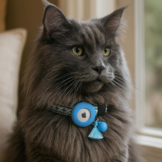 Pet Collar for Apple AirTag, Protective Tracking Device Holder (Sky Trail)