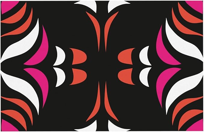 Miranda MOL Magenta Orange Hawaiian Retro Feeding Mat for Pet Bowl, 24 by 15-Inch