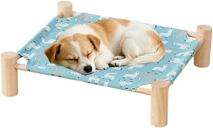 Raised Cat Bed - Wooden Dog Elevated Indoor Outdoor Bed, Cat and Dog Hammock Cot, Removable Sleeping Furniture for Home Living Room Apartment Dorm Outdoor Patio Balcony Porch Corner