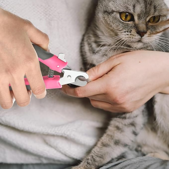 WePet Pet Nail Clippers U07.3, Professional Claw Trimmer, Scissor for Cats, Dogs, Puppies, Kittens, Hamsters, Rabbits and Small Animals, Sharp, Safe, M, Grey/Pink