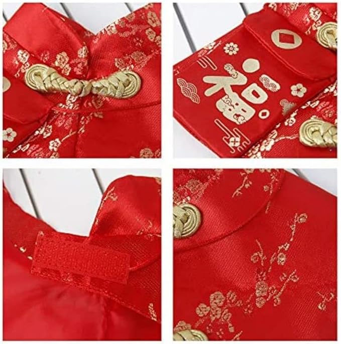 Cat Clothes,New Year's Cloak Dog Clothes Red Pet Cheongsam Cloak Clothes for Cats Small Dogs Puppy(Red,XS)