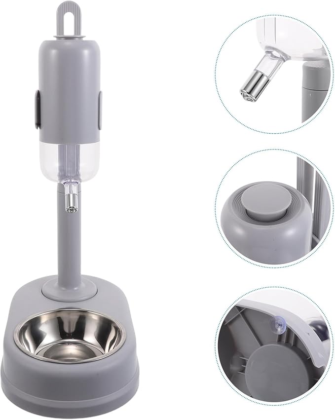 Beavorty Double Feeder Bowl Stainless Steel Pet Water and Food Dispenser with Automatic Watering Function for Dogs and Cats, Hanging Cage Compatible Pet Food Fountain