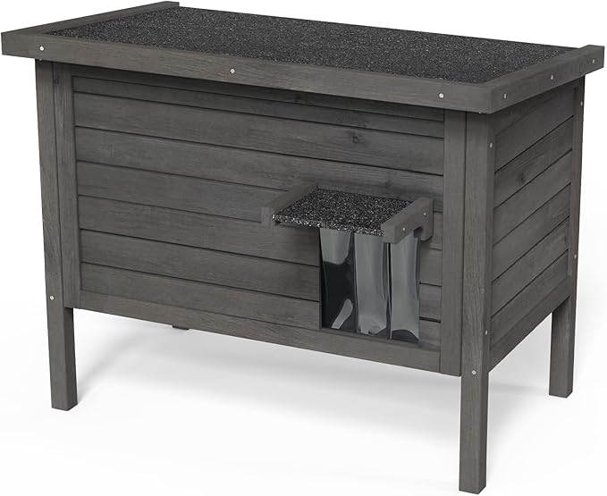 GDLF Outdoor Cat House Feral Cat Enclosure 100% Insulated All-Round Foam Weatherproof Solid Wood Large Size for Multiple Felines 34.5" L*21.5" W*27.2" H