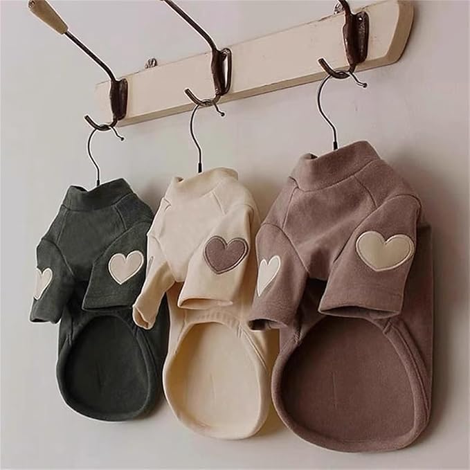 Small Dog Sweaters for Dogs Girls Boys, Heart Love Pattern Puppy Clothes, Puppy Pullover Outfit (Brown, Large)