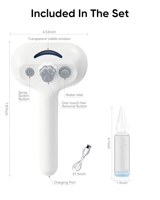 Pet Steam Brush Dog Cat 2026 New Grooming Comb for Shedding, Floating Hair, Smooth & Detangling, Gentle Cool Mist Softens Hair Reduces Static Helps Pets Who Dislike Bathing