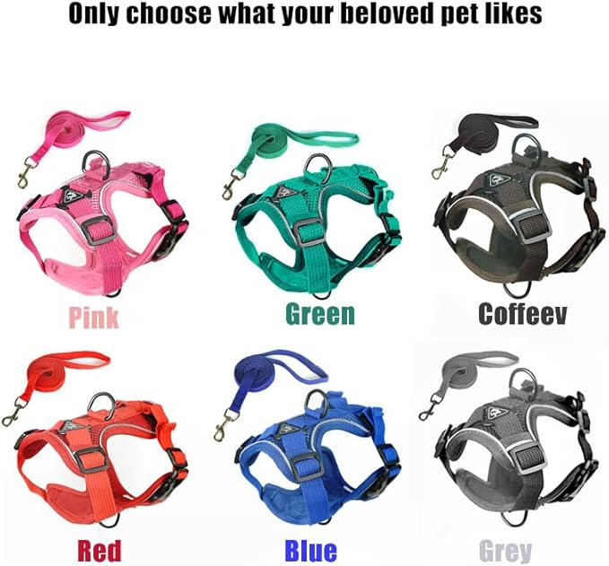 Cat Chest Harness and Leash Set for Walking Escape Proof, Soft Adjustable Vest Harnesses for Cats, Kitten Jacket with Reflective Strip, Easy to Put on with 3 Buckles for Traveling (Coffee, M)