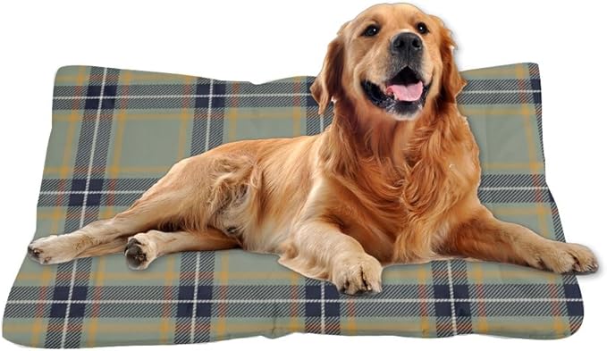 Blue Black Plaid Cat Bed Mats Non Slip Bottom Dog Crate Bed Waterproof Cozy Soft Car Beds for Dogs Furniture Covers for Pets Printed Dog Crate Mat Gift Comfortable Pet 36× 24 Inch Indoor Outdoor