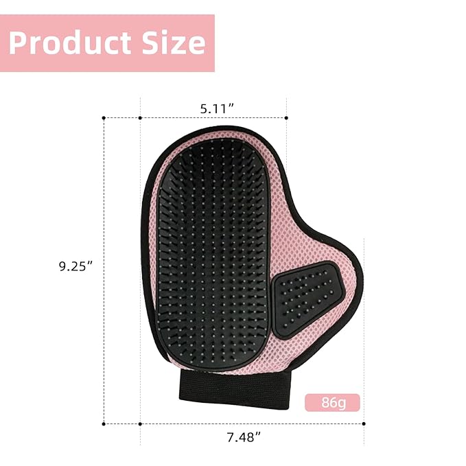 Pink Pet Hair Removal Glove Breathable Cat Slicker Brush Glove for Shedding Pet Grooming Mitt for Long&Short Haired Cats and Dogs Bath Massage