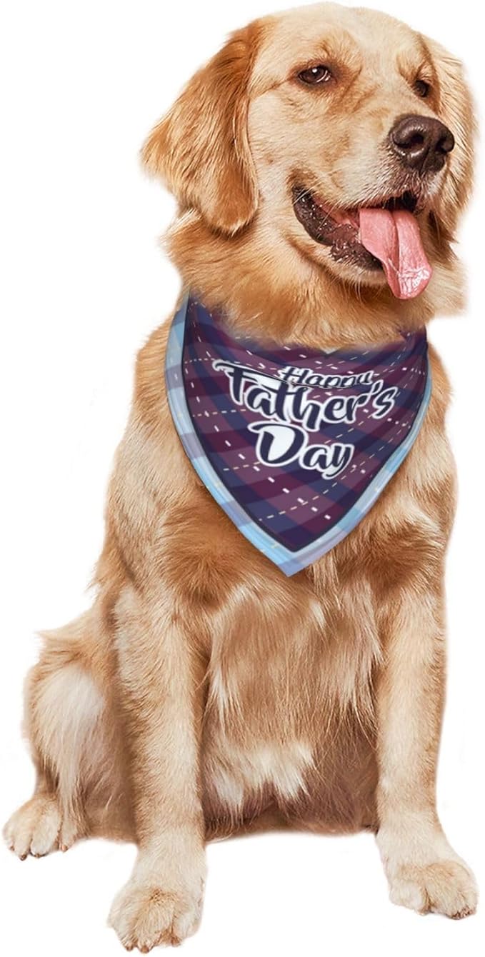 Happy Father's Day Dog Bandana Adjustable Reversible Triangle Dog Scarf Scarves Pet Bibs Costume Accessory Decor for Cats