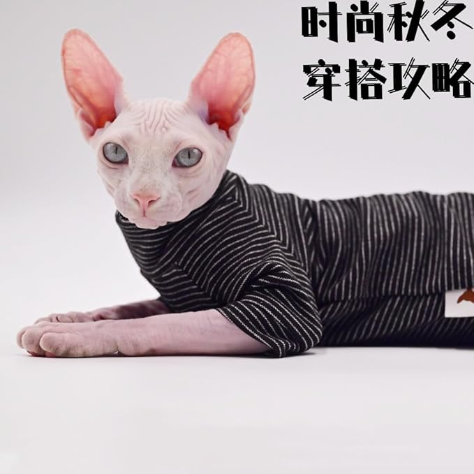 Hairless Cat Clothes Four-Legged Velvet Warm Autumn and Winter Cat Apparel for Sphynx, Devon Rex, Cornish (X-Large)